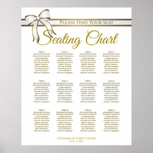 White & Gold Band 12 Tabelle Hochzeitsdiagramm Poster