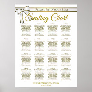 White & Gold Band 16 Tabelle Hochzeitstabelle Poster