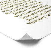 White & Gold Band 4 Tabelle Hochzeitstabelle Poster (Ecke)