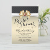 White & Gold Band mit Red Diamond Brautparty Einladung (Stehend Vorderseite)