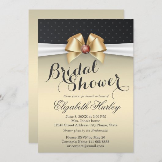 White & Gold Band mit Red Diamond Brautparty Einladung (Vorne/Hinten)