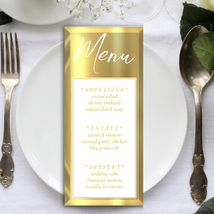 White & Gold Bar Elegante Wedding Empfang Menükarte