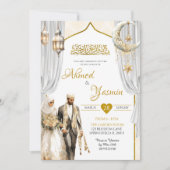 White-Gold-Baraat-Hochzeitsfeier Einladung (Vorderseite)