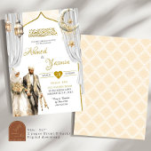 White-Gold-Baraat-Hochzeitsfeier Einladung