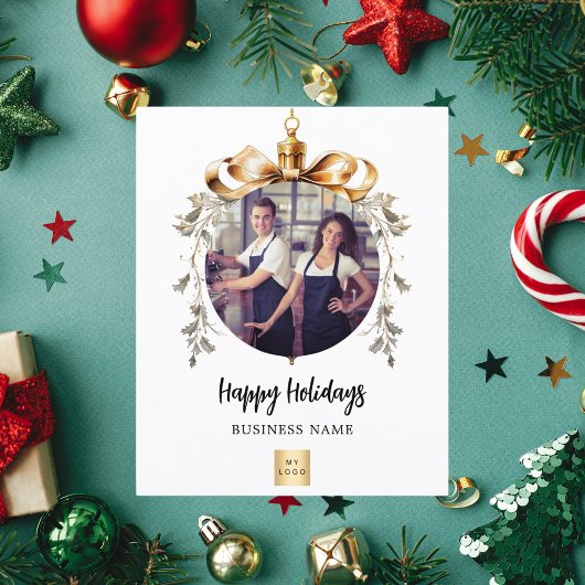 White gold bauble business Foto Weihnachtskarte Flyer