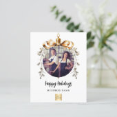 White gold bauble Foto Weihnachtskarte (Stehend Vorderseite)