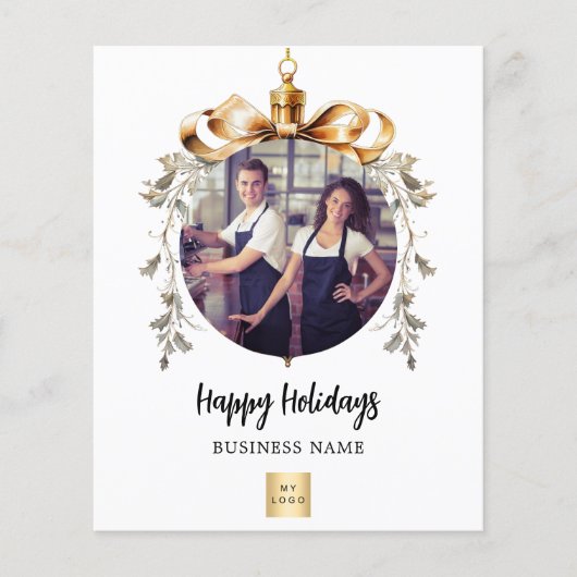 White gold bauble Foto Weihnachtskarte (Vorderseite)