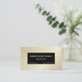 White Gold & Black Metallic Classic Business Card Visitenkarte (Stehend Vorderseite)