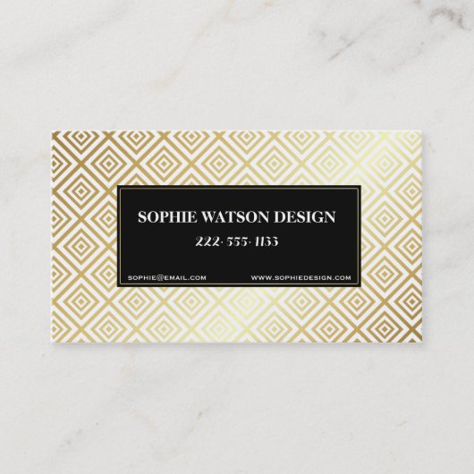 White Gold & Black Metallic Classic Business Card Visitenkarte (Vorderseite)