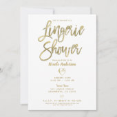 White Gold Black Modern Chic Fingerie Dusche Einladung (Vorderseite)