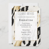 White Gold Black Südwest Cowhide Einladung (Vorderseite)