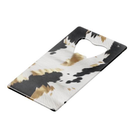 White Gold Black Südwest Cowhide Geldbeutel Flaschenöffner (Rückseite Schrägansicht)