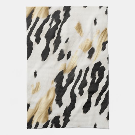 White Gold Black Südwest Cowhide Geschirrtuch (Vertikal)