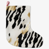 White Gold Black Südwest Cowhide Großer Weihnachtsstrumpf (Vorderseite)