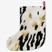 White Gold Black Südwest Cowhide Großer Weihnachtsstrumpf (Rückseite)