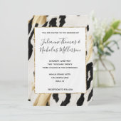 White Gold Black Südwest Cowhide Hochzeit Einladung (Stehend Vorderseite)