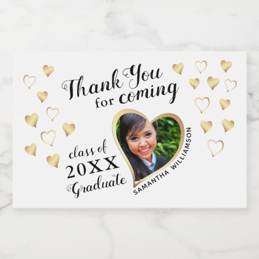 White Gold Black Vielen Dank 2025 Abschluss Favors Schaumweinetikett (Einzelnes Label)