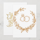 White & Gold Blüht uns bei Hochzeitsfeiern Einladung (Vorne/Hinten)