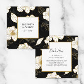 White Gold Blume auf Black Salon Haar Stylist Quadratische Visitenkarte