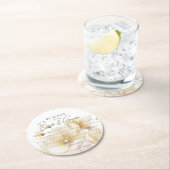 White Gold Blume Beratung Braut Groom Gefallen Runder Pappuntersetzer (Vor Ort)