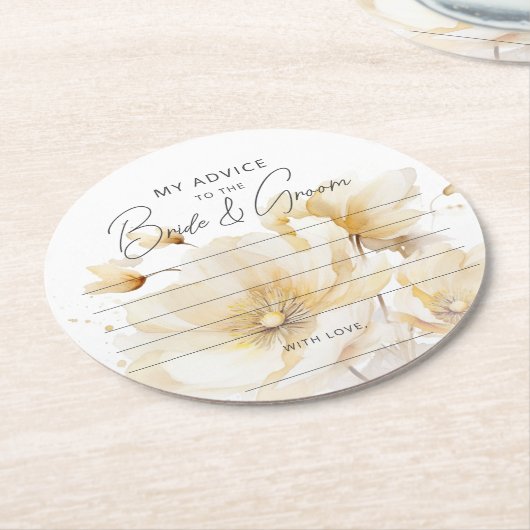 White Gold Blume Beratung Braut Groom Gefallen Runder Pappuntersetzer (Angewinkelt)