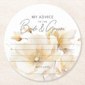 White Gold Blume Beratung Braut Groom Gefallen Runder Pappuntersetzer (Vorderseite)