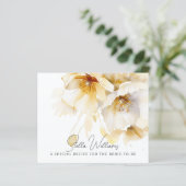 White Gold Blume Brautparty Rezept Card (Stehend Vorderseite)