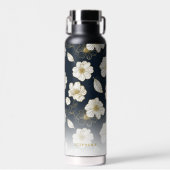 White Gold Blume, Personalisiert Name Monogram Trinkflasche (Vorne)