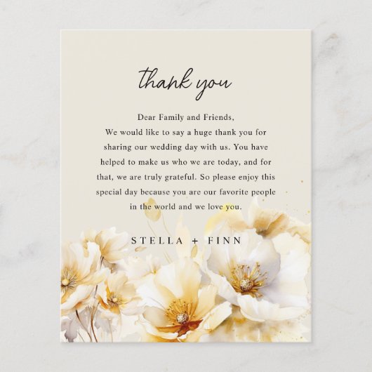 White Gold Blume Vielen Dank für Ihre Hochzeitsemp (Vorderseite)