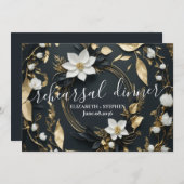 White Gold Blumenwettbewerb Hochzeit Probe Dinner Einladung (Vorne/Hinten)