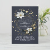 White Gold Blumenwettbewerb Hochzeit Probe Dinner Einladung (Stehend Vorderseite)