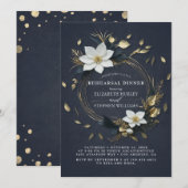 White Gold Blumenwettbewerb Hochzeit Probe Dinner Einladung (Vorne/Hinten)