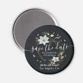 White Gold Blumenzeremonie rettet das Datum Magnet (Vorderseite/Rückseite)