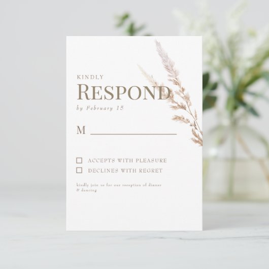 White Gold Boho Text Wedding RSVP (Stehend Vorderseite)