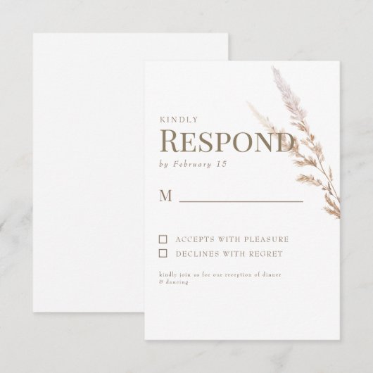 White Gold Boho Text Wedding RSVP Karte (Vorne/Hinten)