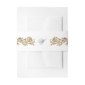 white & gold botanical frame monogram wedding einladungsbanderole (Vorderseite Beispiel)