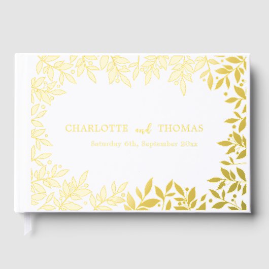 White gold botanical wedding gästebuch (Vorderseite)
