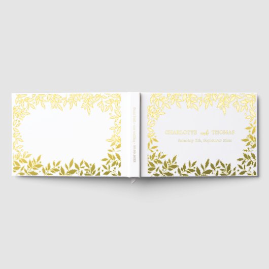 White gold botanical wedding gästebuch (Voll)