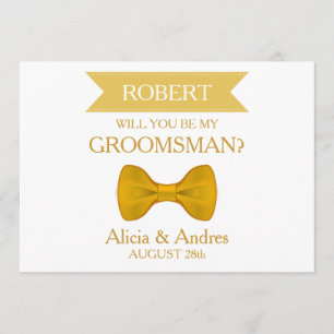 White & Gold Bow Werden Sie mein Trauzeuge? Einladung