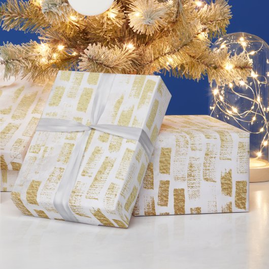 White Gold Brick Wall Muster Moderne Geschenkwrake Geschenkpapier (Feiertage)