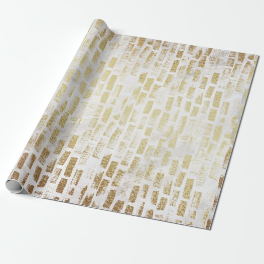 White Gold Brick Wall Muster Moderne Geschenkwrake Geschenkpapier (Ungerollt)