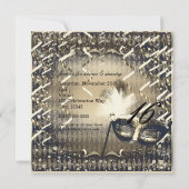 White Gold & Bronze Masquerade Mask Birthday Party Einladung (Rückseite)