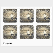 White Gold & Bronze Masquerade Mask Birthday Party Quadratischer Aufkleber (Blatt)