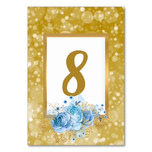White Gold Bubbles Bouquet Glitzer TISCHNUMMER (Vorderseite)