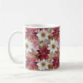 White Gold Burgundy Pink Christmas Poinsettias Kaffeetasse (Links)