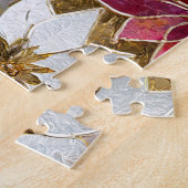 White Gold Burgundy Pink Christmas Poinsettias Puzzle (Seite)
