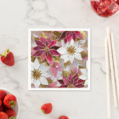 White Gold Burgundy Pink Christmas Poinsettias Serviette (Beispiel)