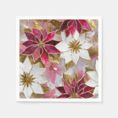 White Gold Burgundy Pink Christmas Poinsettias Serviette (Vorderseite)
