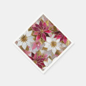 White Gold Burgundy Pink Christmas Poinsettias Serviette (Ecke)