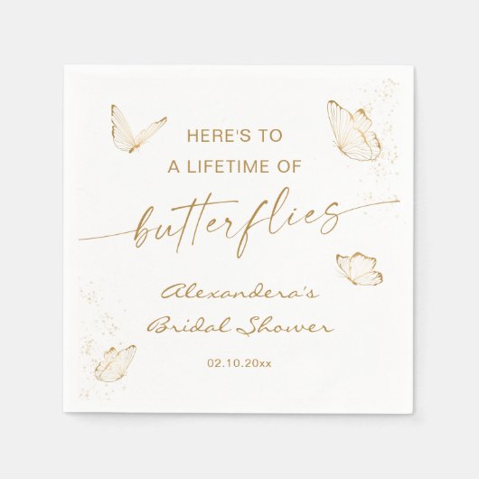 White Gold Butterfly Brautparty Serviette (Vorderseite)